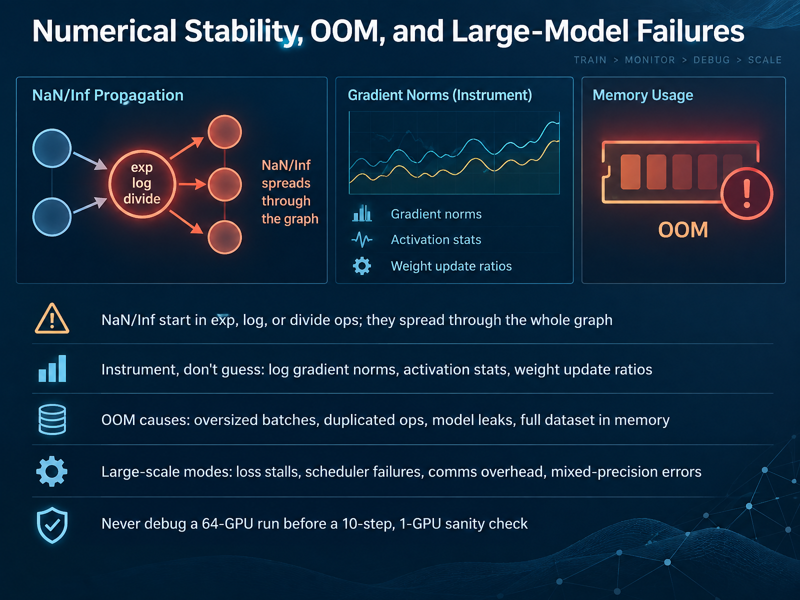 Numerical Stability, OOM, and Large-Model Failures