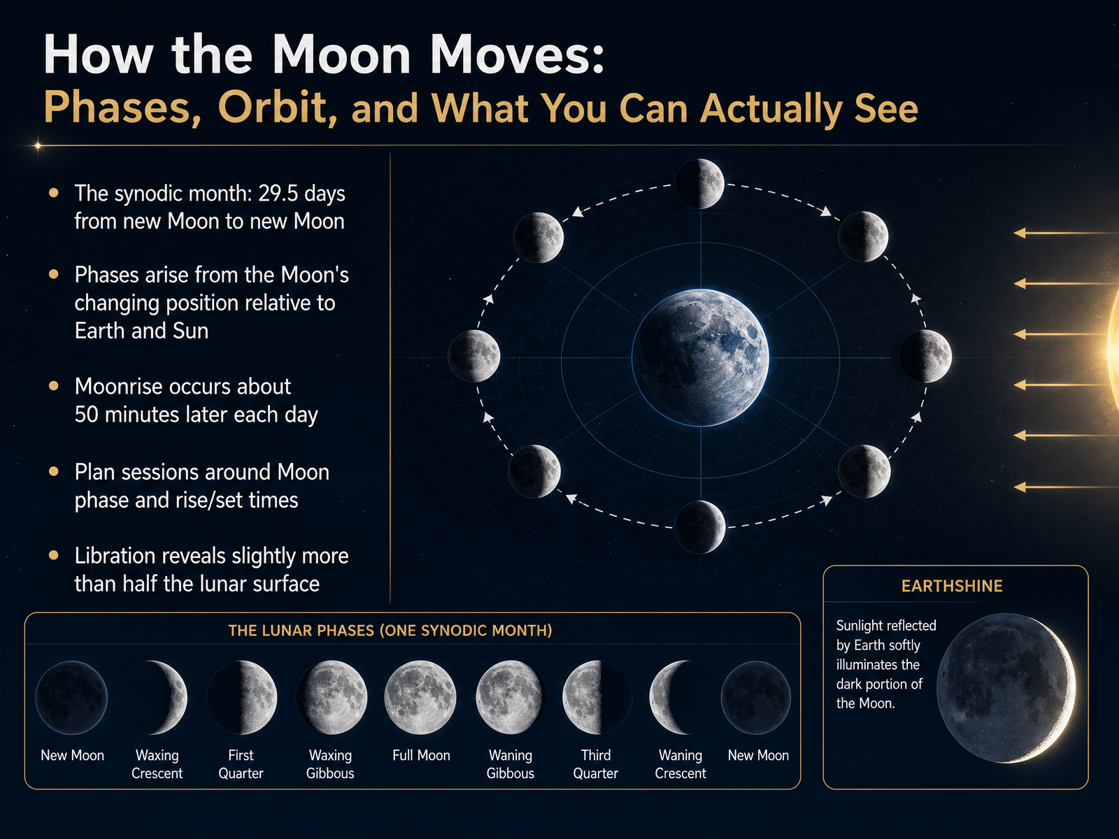 How the Moon Moves: Phases, Orbit, and What You Can Actually See