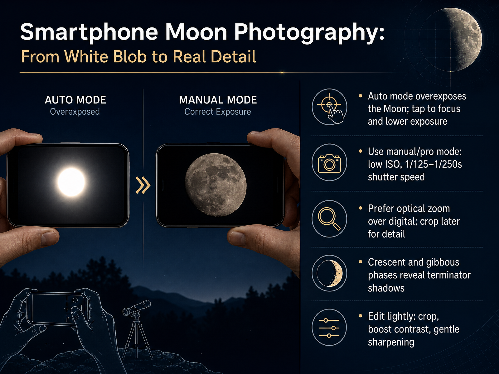 Smartphone Moon Photography: From White Blob to Real Detail