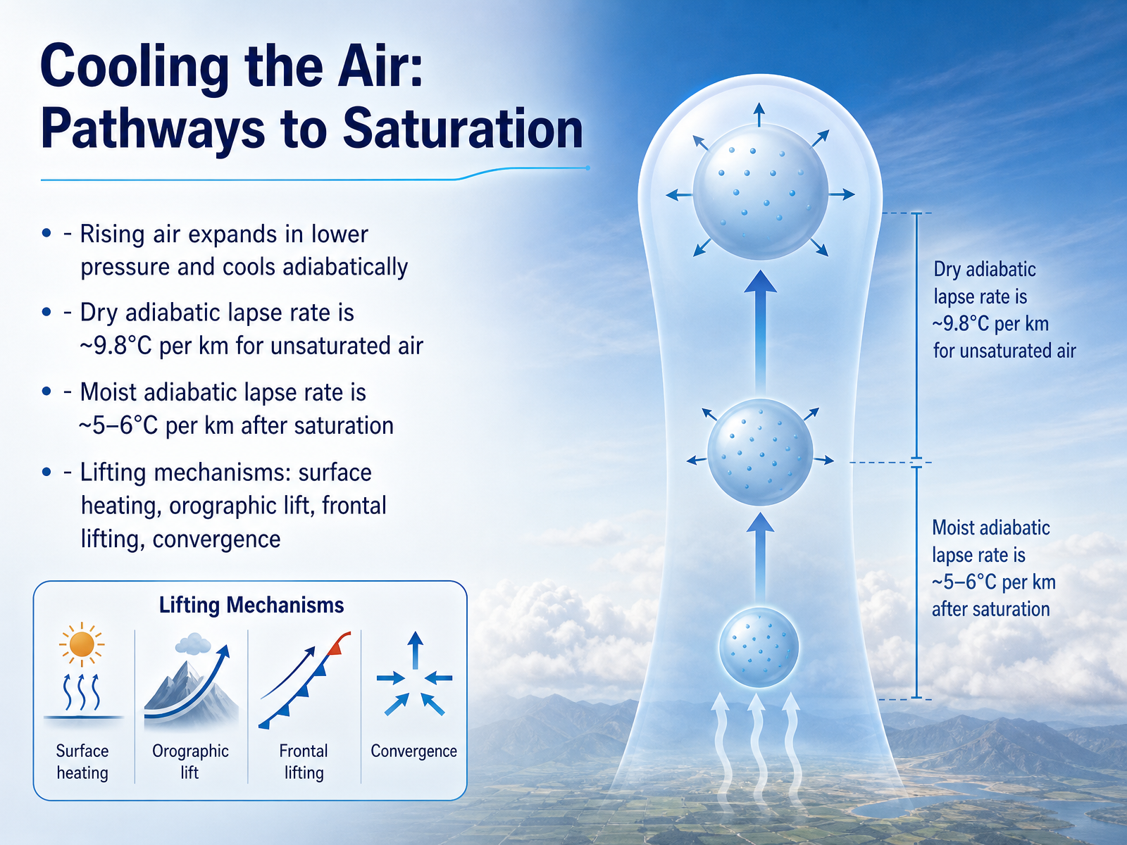 Cooling the Air: Pathways to Saturation