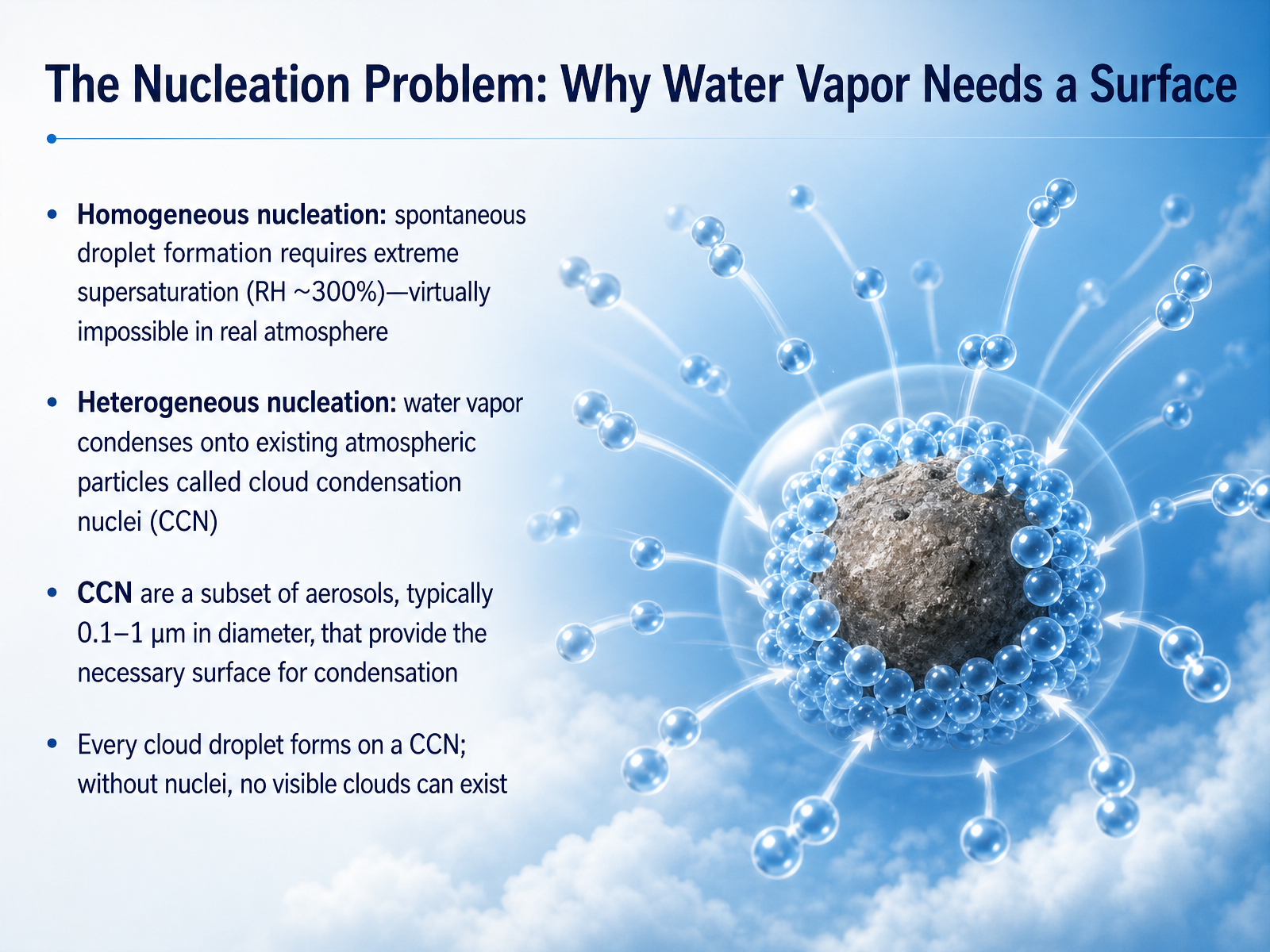 The Nucleation Problem: Why Water Vapor Needs a Surface