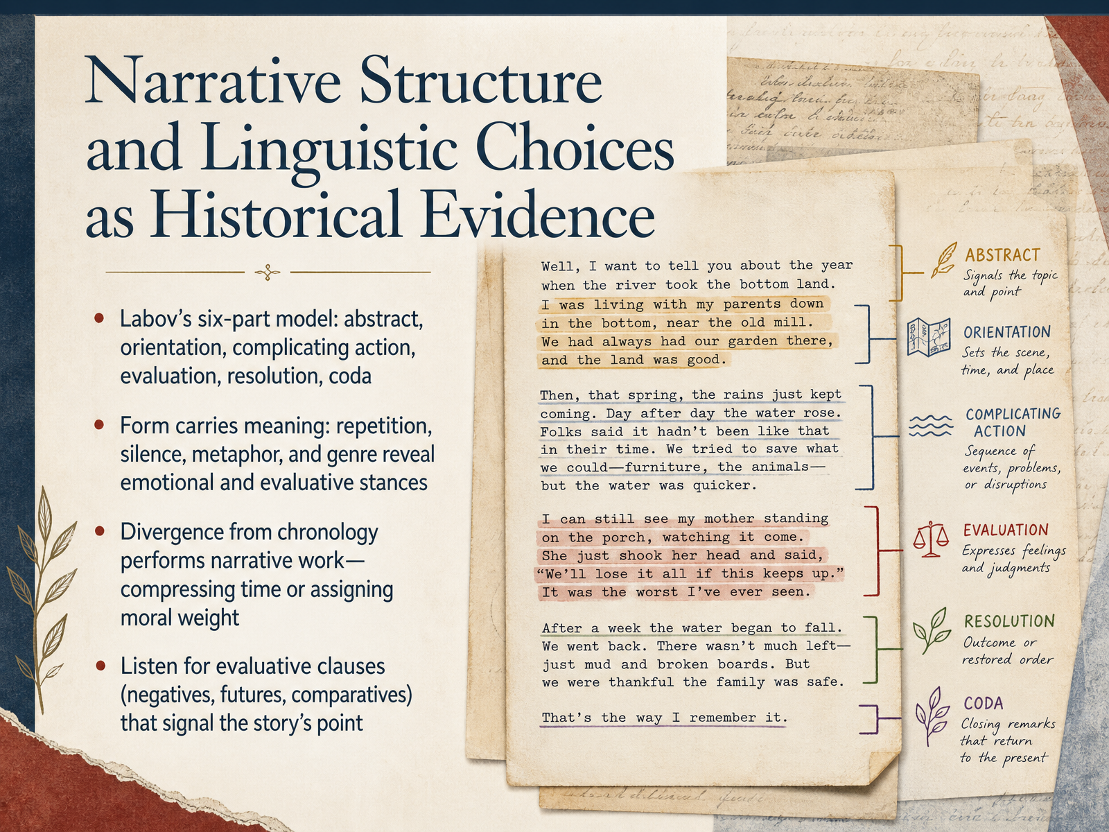 Narrative Structure and Linguistic Choices as Historical Evidence