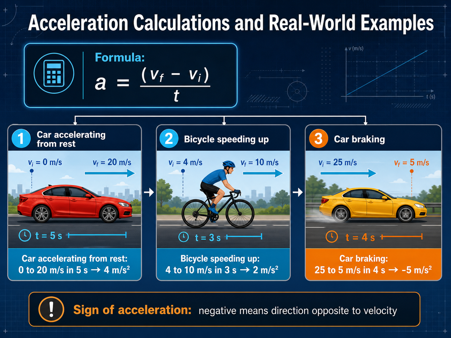Acceleration Calculations and Real-World Examples