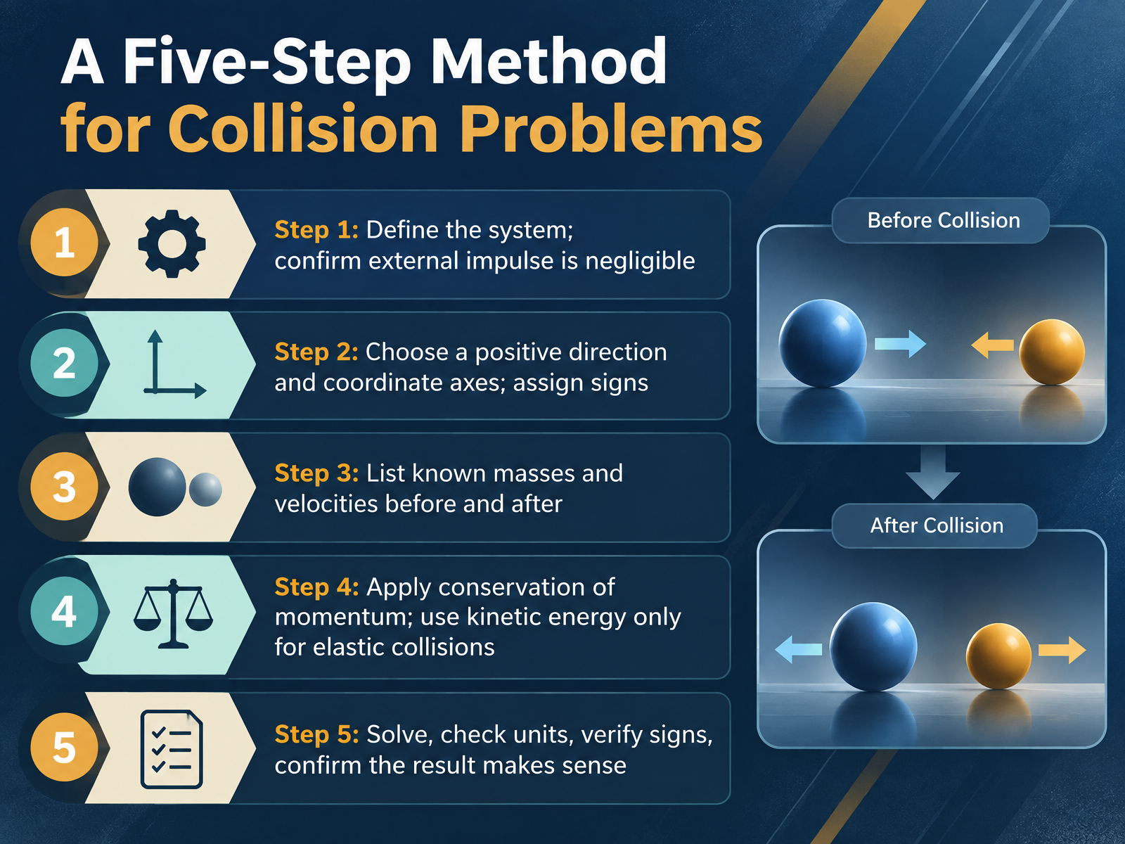 A Five-Step Method for Collision Problems