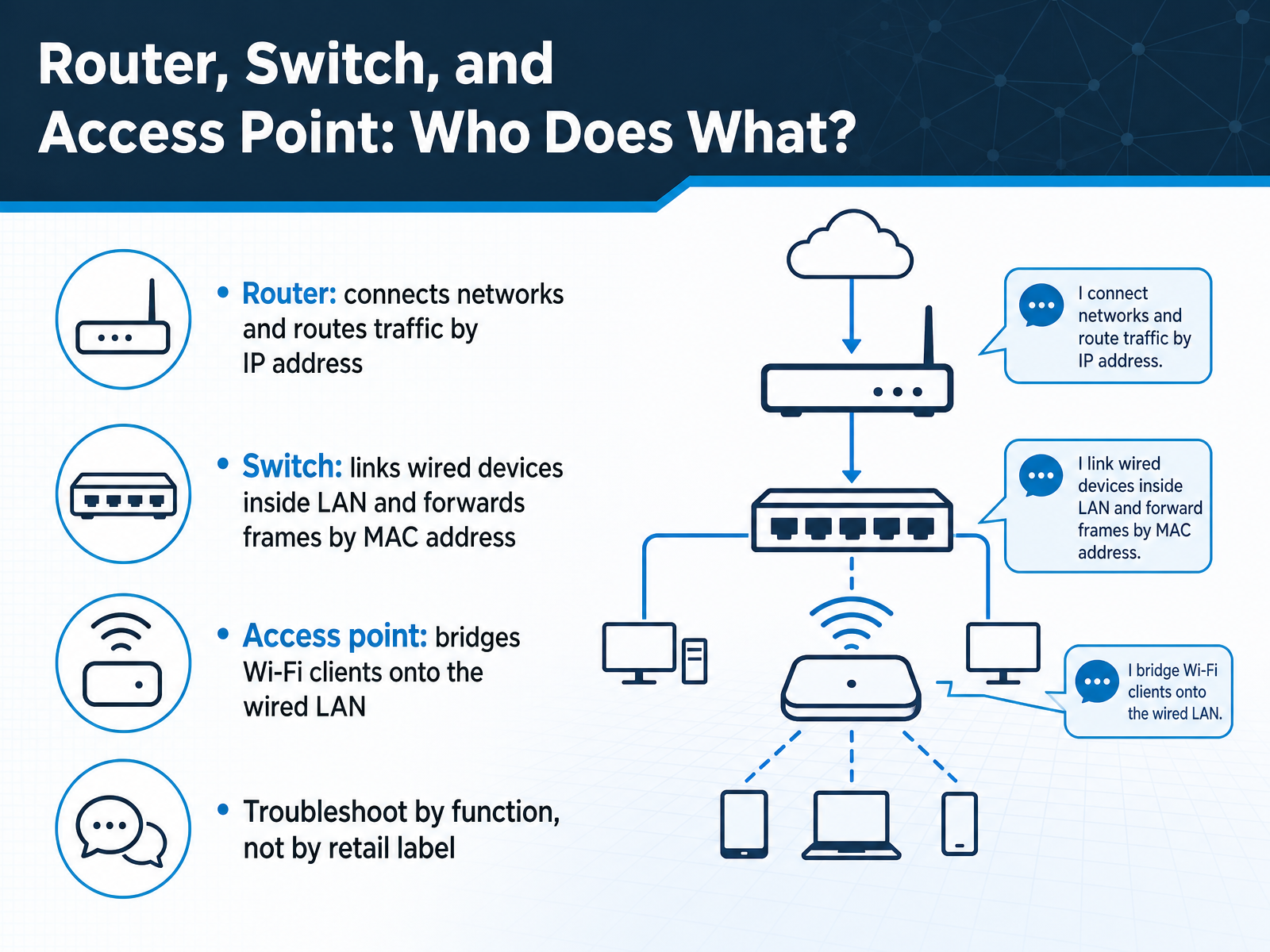 Router, Switch, and Access Point: Who Does What?