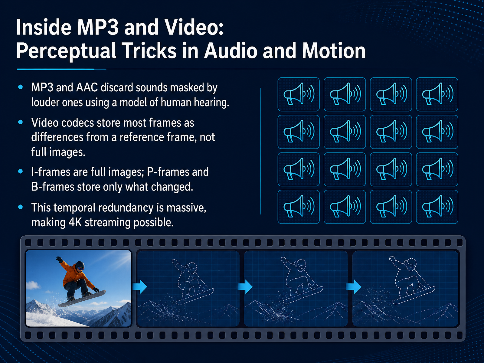 Inside MP3 and Video: Perceptual Tricks in Audio and Motion