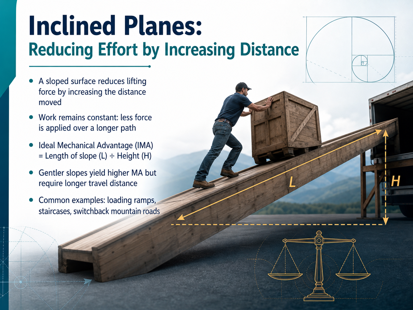 Inclined Planes: Reducing Effort by Increasing Distance