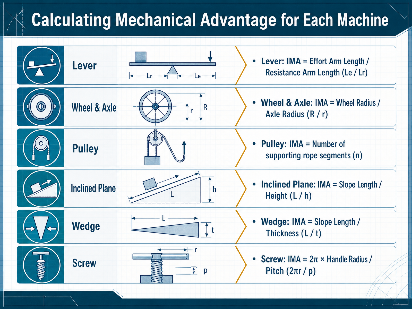 Calculating Mechanical Advantage for Each Machine