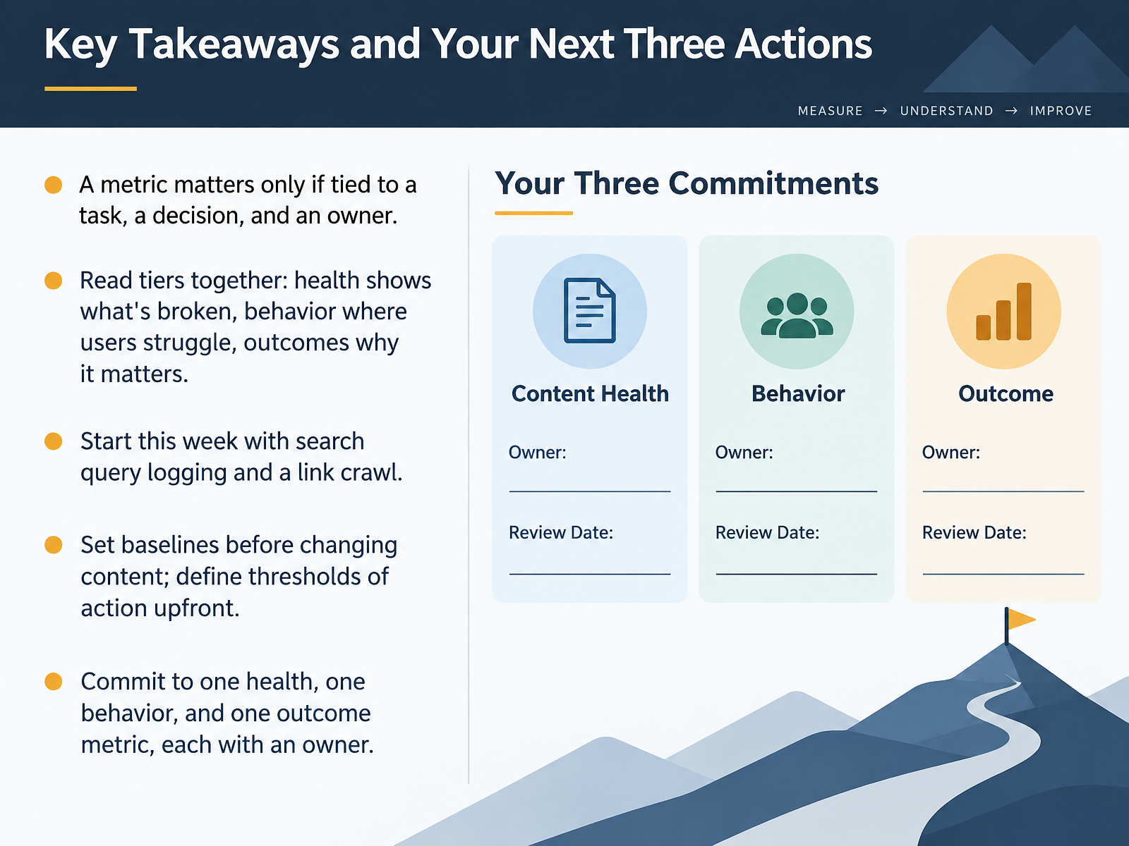 Key Takeaways and Your Next Three Actions