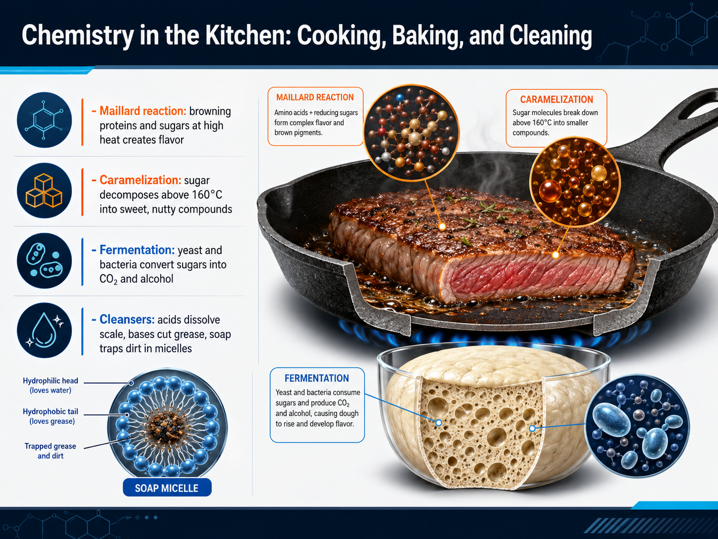 Chemistry in the Kitchen: Cooking, Baking, and Cleaning