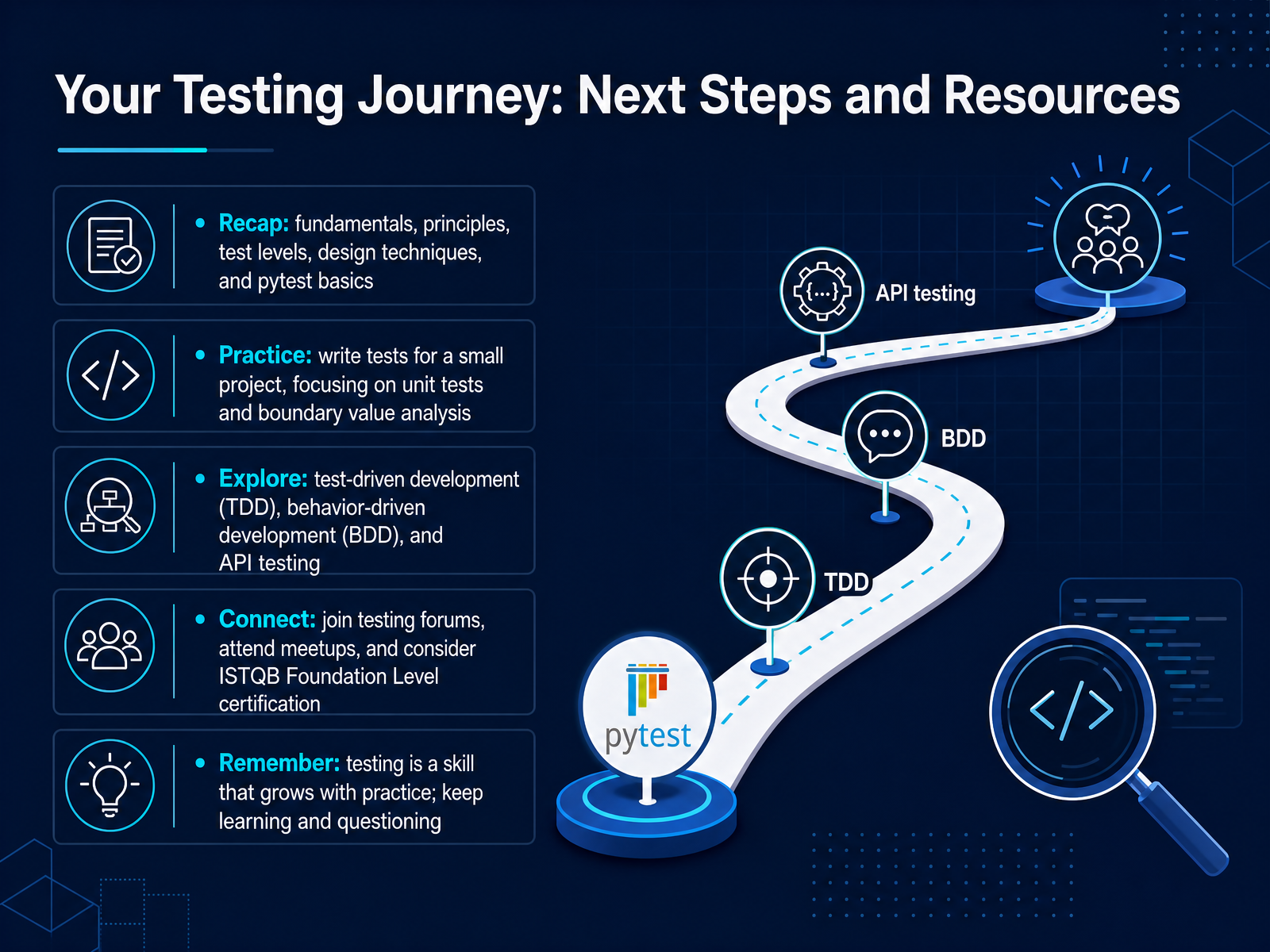 Your Testing Journey: Next Steps and Resources