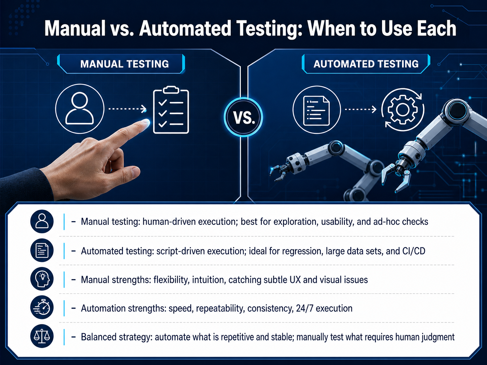 Manual vs. Automated Testing: When to Use Each