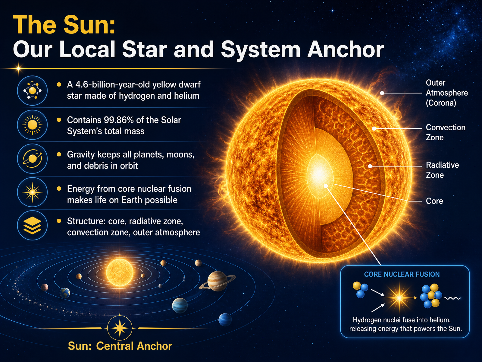 The Sun: Our Local Star and System Anchor