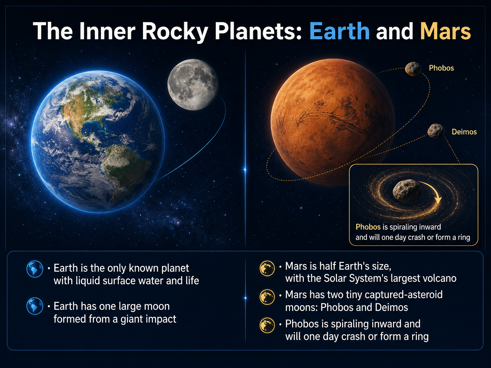 The Inner Rocky Planets: Earth and Mars