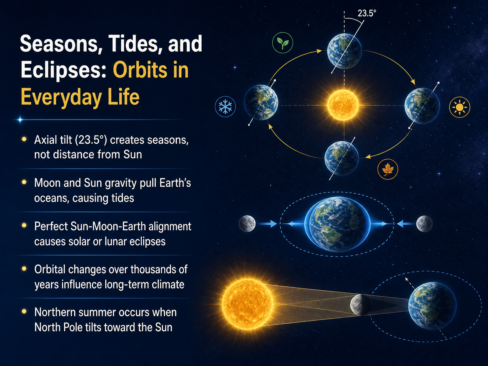 Seasons, Tides, and Eclipses: Orbits in Everyday Life