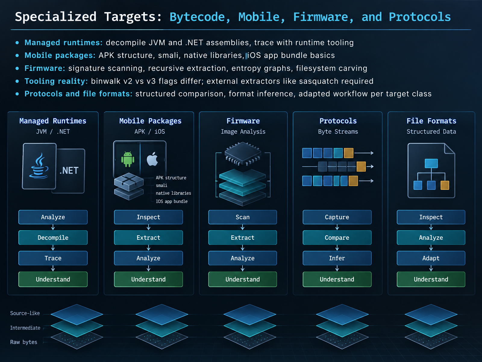 Specialized Targets: Bytecode, Mobile, Firmware, and Protocols