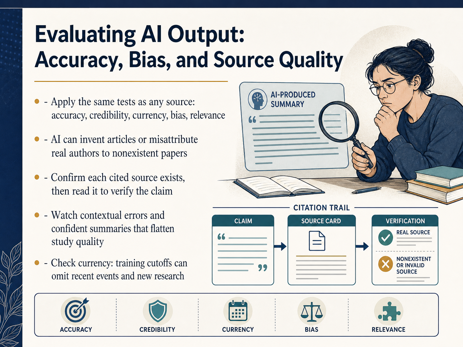 Evaluating AI Output: Accuracy, Bias, and Source Quality
