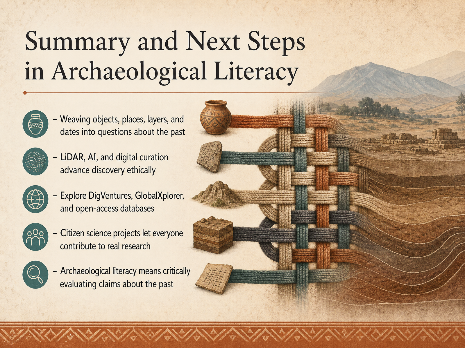 Summary and Next Steps in Archaeological Literacy