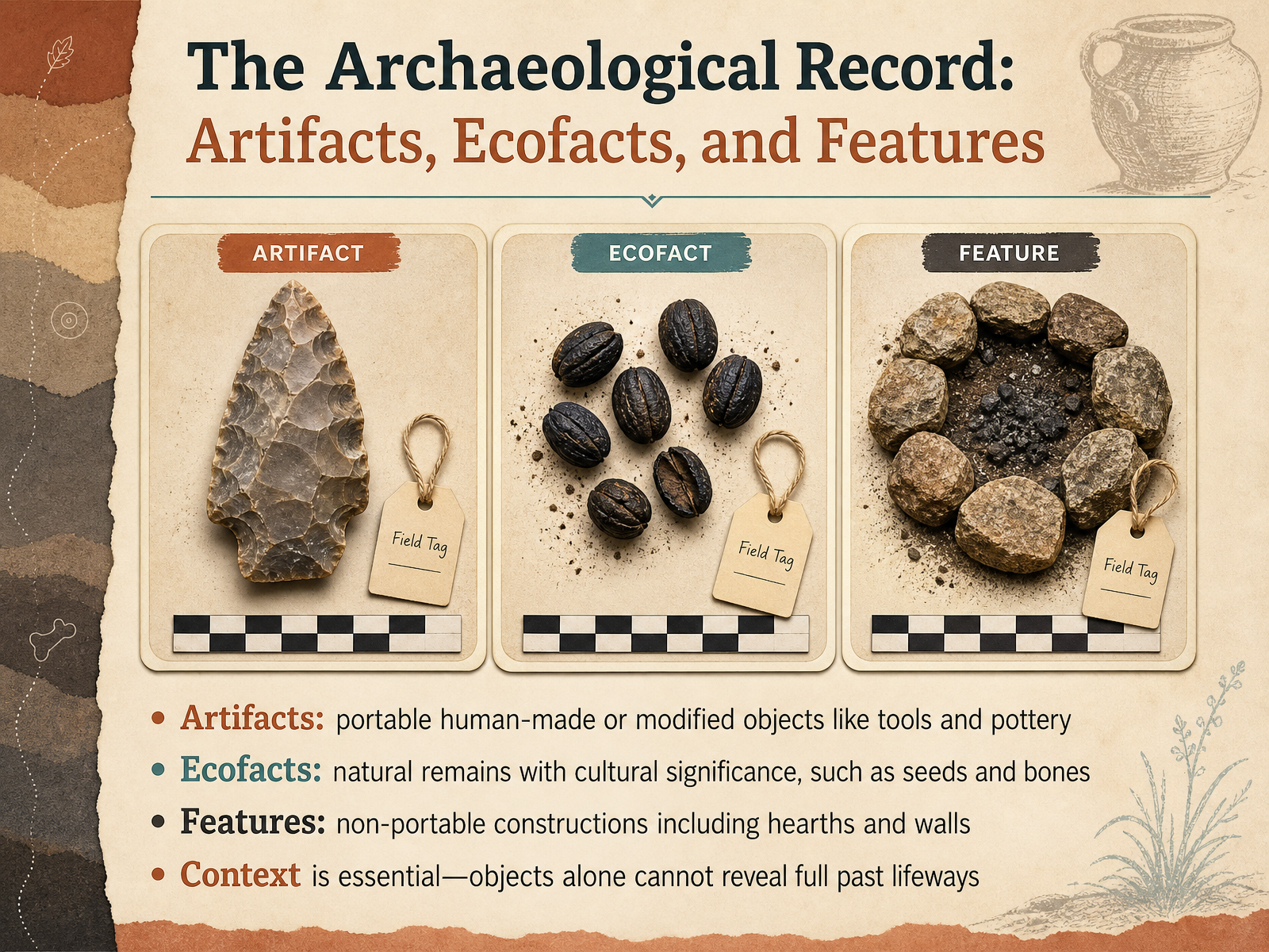 The Archaeological Record: Artifacts, Ecofacts, and Features
