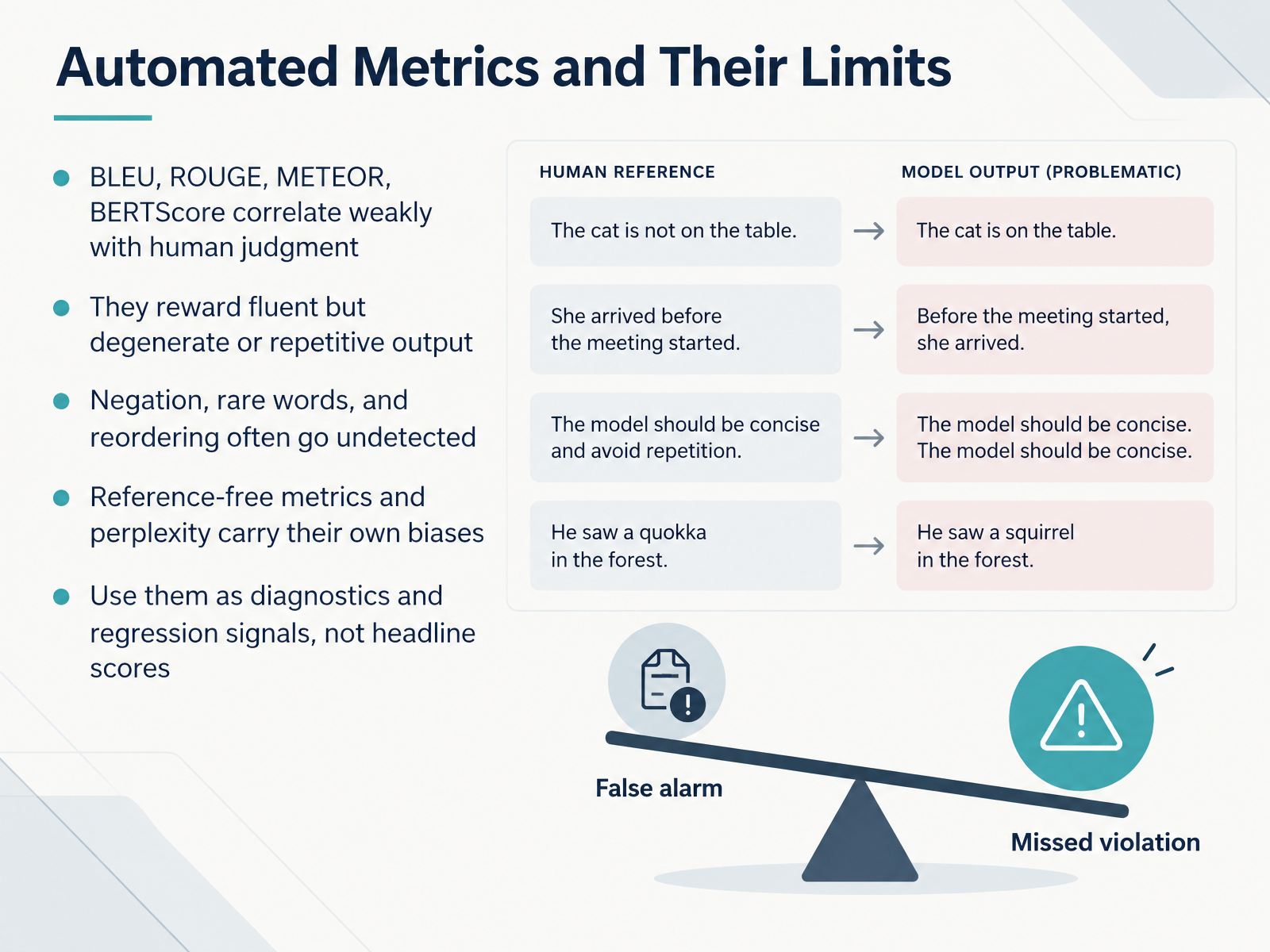 Automated Metrics and Their Limits