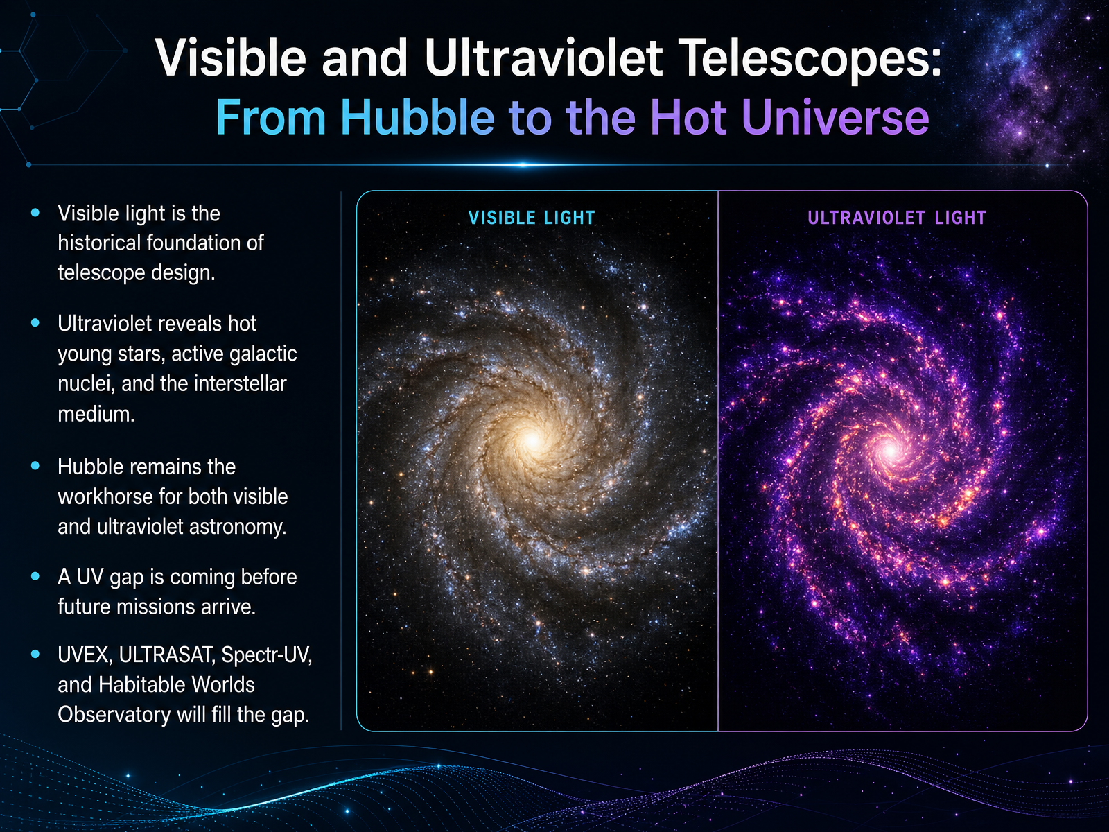 Visible and Ultraviolet Telescopes: From Hubble to the Hot Universe