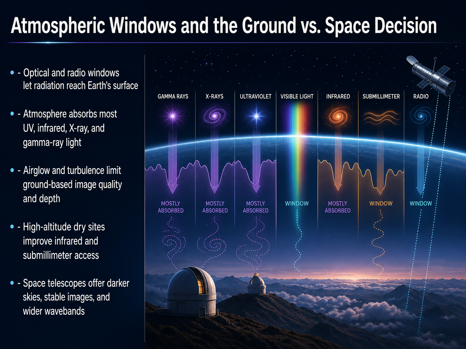 Atmospheric Windows and the Ground vs. Space Decision