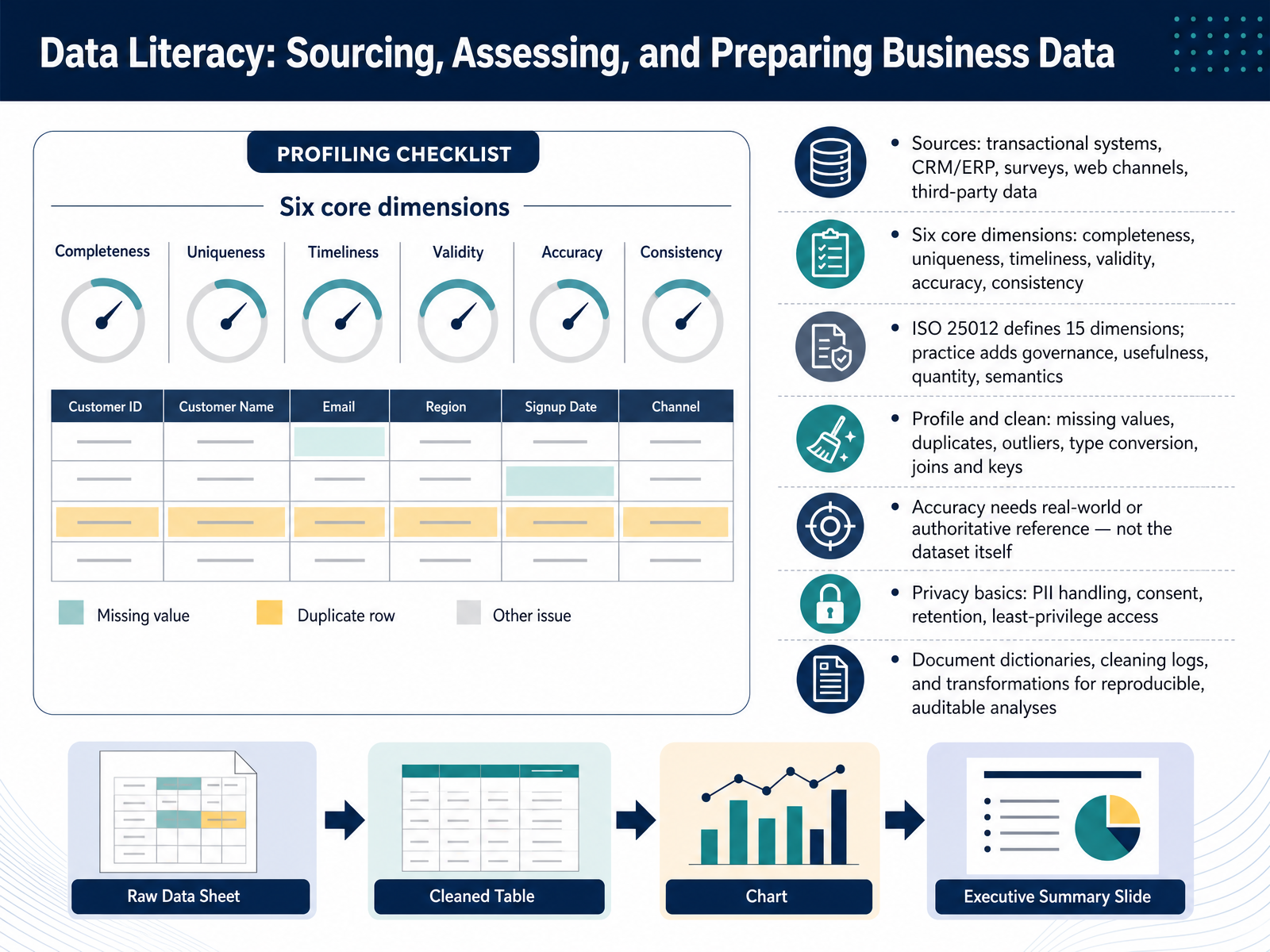 Data Literacy: Sourcing, Assessing, and Preparing Business Data